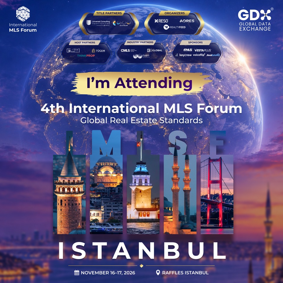 International MLS Forum attendance announcement with Istanbul landmarks against a sunset globe