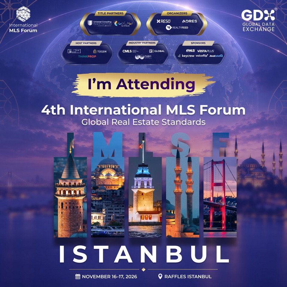 International MLS Forum attendance announcement with a purple dusk globe and Istanbul skyline