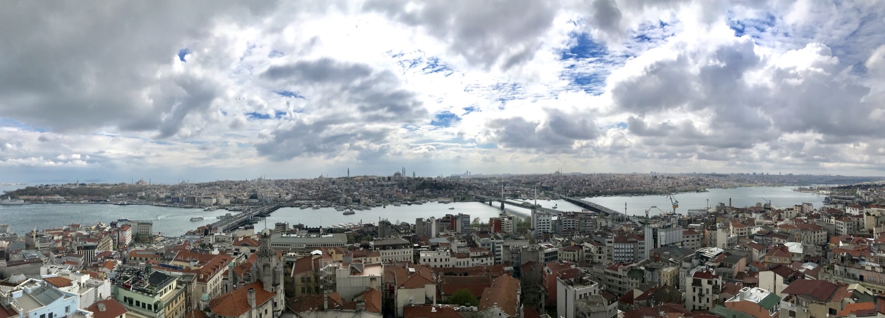Panoramic view of Istanbul from Galata Tower across the Golden Horn